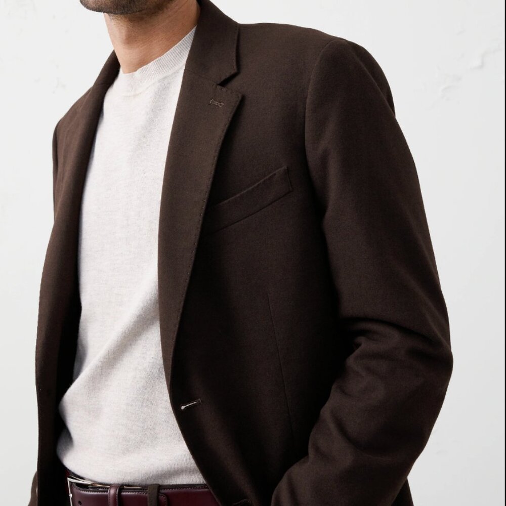 Banana Republic Mens Tailored-Fit Soft Flannel‎ Suit Jacket, Brown, 42S, EUC - Picture 4 of 4
